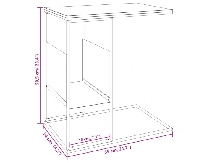 Sonata H Странична маса, черна, 55x36x59,5 см, инженерно дърво