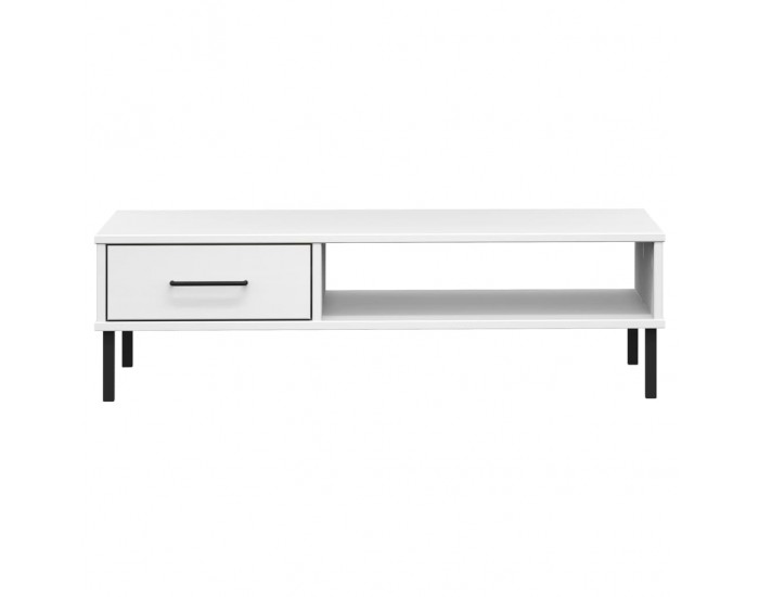 Sonata H Кафе маса с метални крака бяла бор масив OSLO