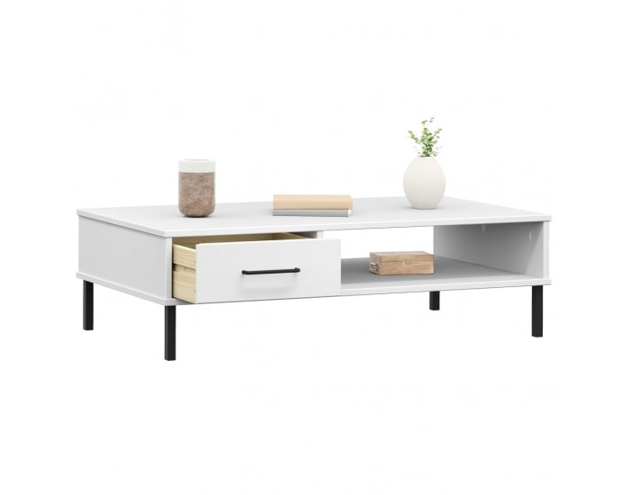 Sonata H Кафе маса с метални крака бяла бор масив OSLO