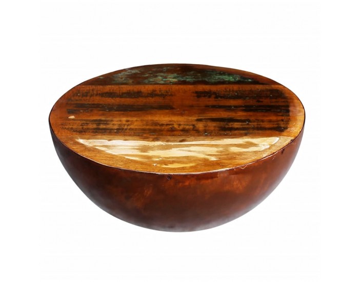 Sonata H Маса с формата на купа, стоманена основа, регенерирано дърво