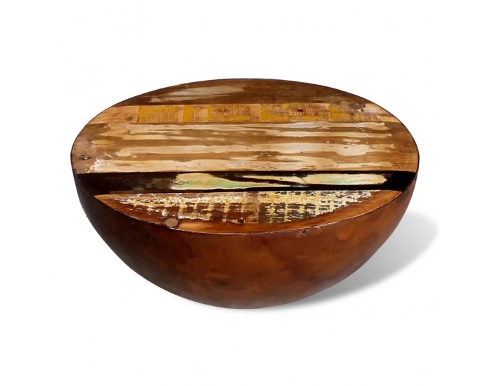 Sonata H Маса с формата на купа, стоманена основа, регенерирано дърво