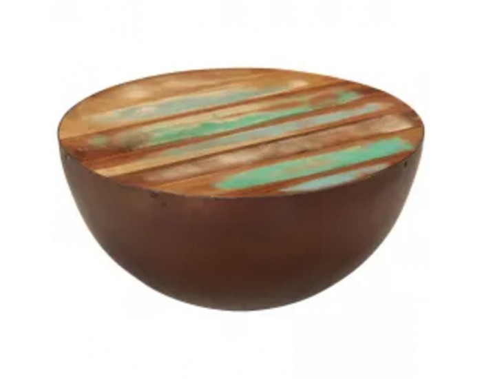 Sonata H Маса с формата на купа, стоманена основа, регенерирано дърво