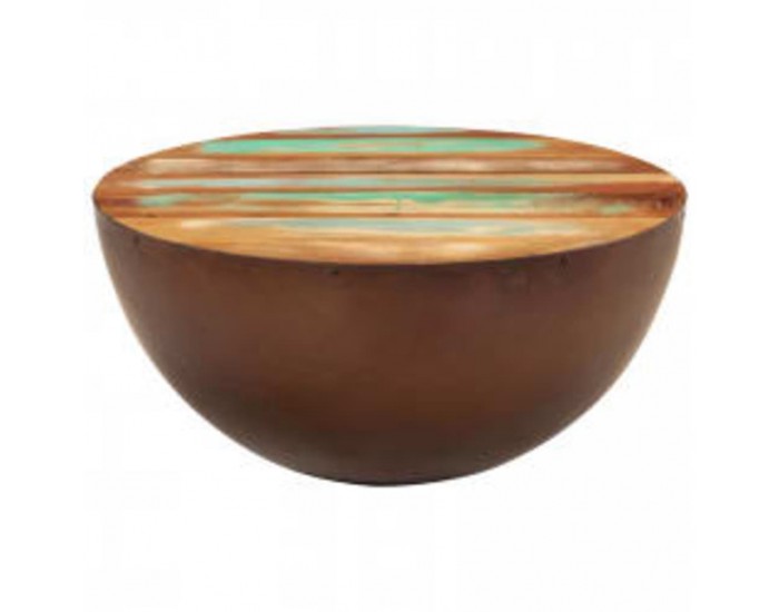 Sonata H Маса с формата на купа, стоманена основа, регенерирано дърво