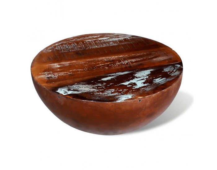 Sonata H Маса с формата на купа, стоманена основа, регенерирано дърво