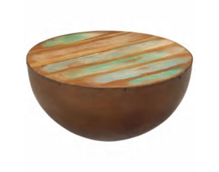 Sonata H Маса с формата на купа, стоманена основа, регенерирано дърво