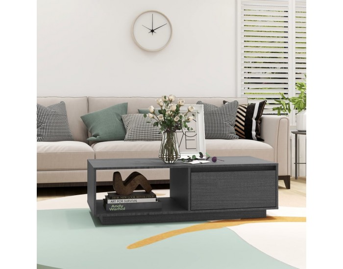 Sonata H Маса за кафе, сива, 110x50x33,5 см, борово дърво масив