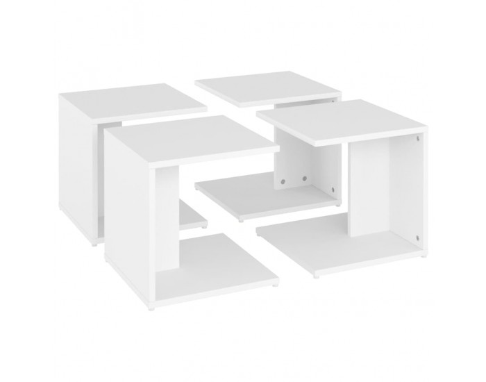 Sonata H Маси за кафе, 4 бр, бели, 33x33x33 см, инженерно дърво