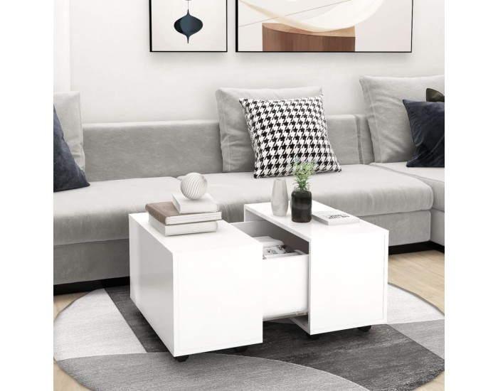 Sonata H Маса за кафе, бяла, 60x60x38 см, инженерно дърво