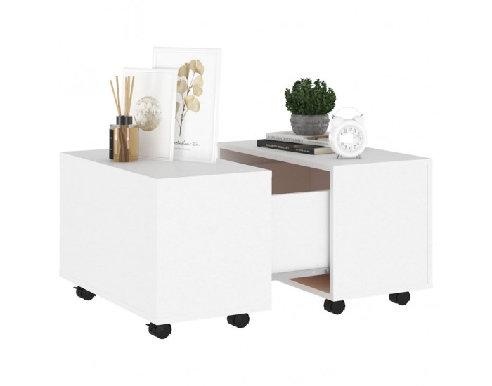 Sonata H Маса за кафе, бяла, 60x60x38 см, инженерно дърво