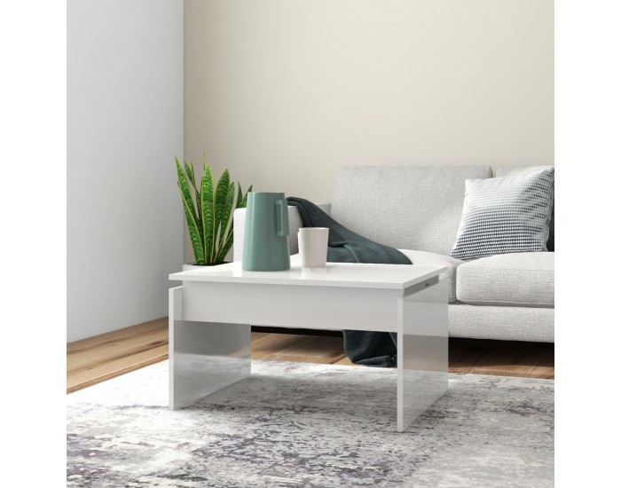 Sonata H Маса за кафе, бял гланц, 68x50x38 см, инженерно дърво