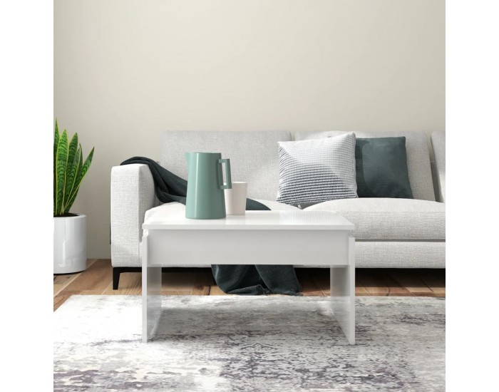 Sonata H Маса за кафе, бял гланц, 68x50x38 см, инженерно дърво