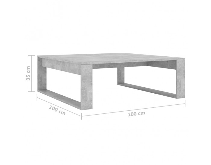Sonata H Маса за кафе, бетонно сива, 100x100x35 см, инженерно дърво