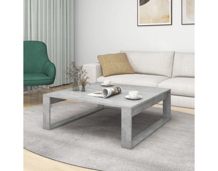 Sonata H Маса за кафе, бетонно сива, 100x100x35 см, инженерно дърво