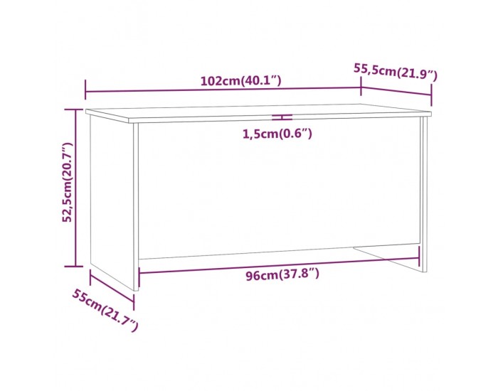 Sonata H Маса за кафе, черна, 102x55,5x52,5 см, инженерно дърво