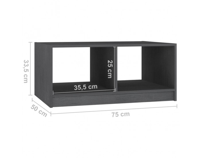 Sonata H Маса за кафе, сива, 75x50x33,5 см, борово дърво масив