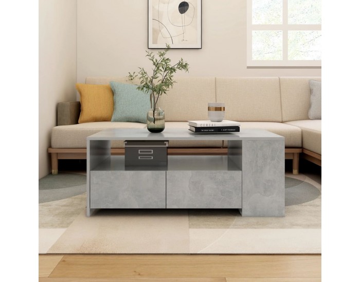 Sonata H Маса за кафе, бетонно сива, 102x55x42 см, инженерно дърво