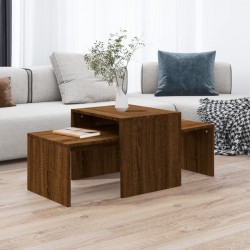 Sonata H Комплект маси за кафе кафяв дъб 100x48x40 см инженерно дърво - Холни маси