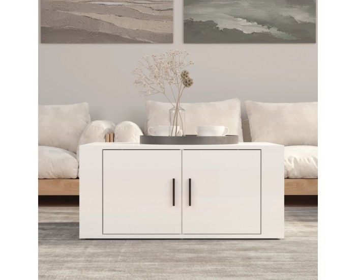 Sonata H Кафе маса, бял гланц, 80x50x36 см, инженерно дърво