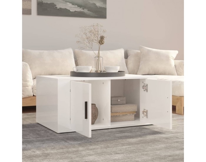 Sonata H Кафе маса, бял гланц, 80x50x36 см, инженерно дърво