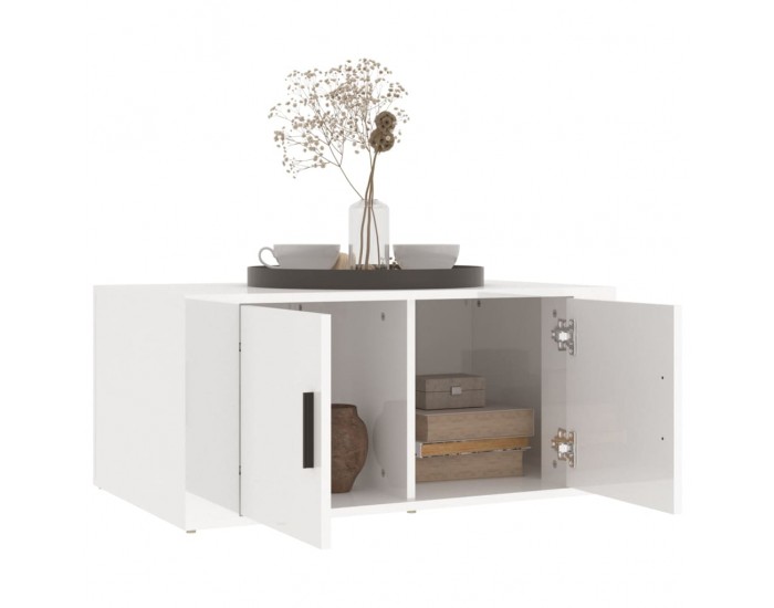 Sonata H Кафе маса, бял гланц, 80x50x36 см, инженерно дърво