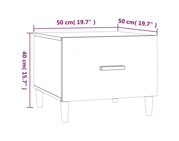Sonata H Кафе маса, опушен дъб, 50x50x40 см, инженерно дърво