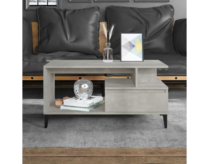 Sonata H Кафе маса, бетонно сива, 90x49x45 см, инженерно дърво