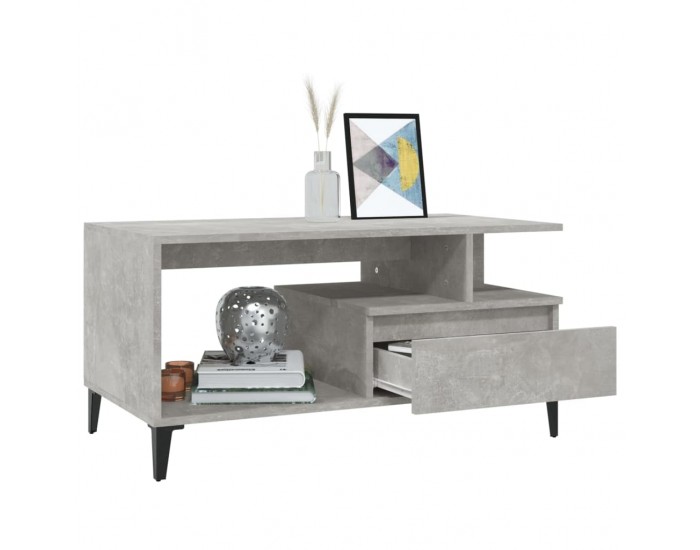 Sonata H Кафе маса, бетонно сива, 90x49x45 см, инженерно дърво