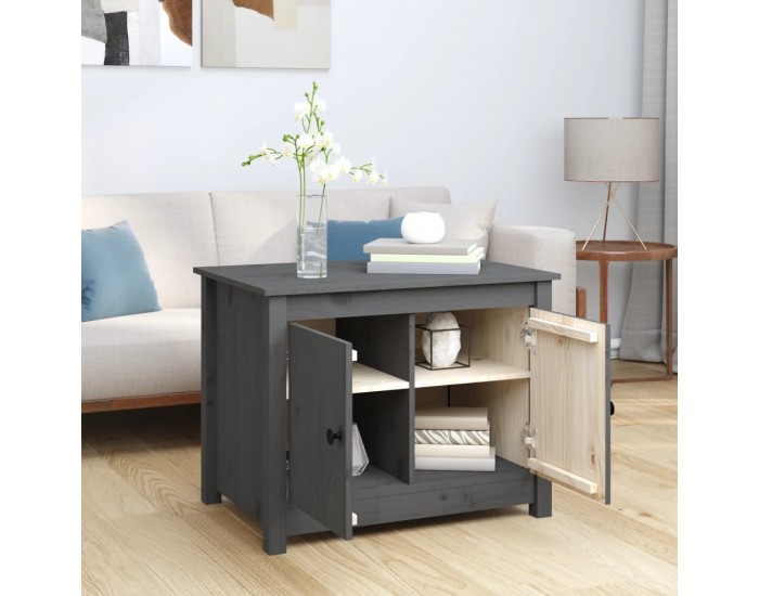 Sonata H Кафе маса, Сиво, 71x49x55 см, борово дърво масив