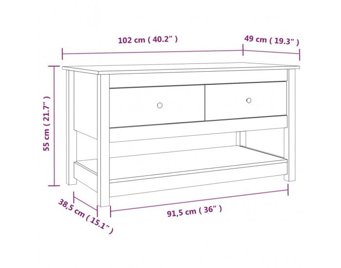 Sonata H Кафе маса, Сиво, 102x49x55 см, борово дърво масив