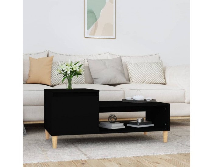 Sonata H Маса за кафе, черна, 100x50x45 см, инженерно дърво