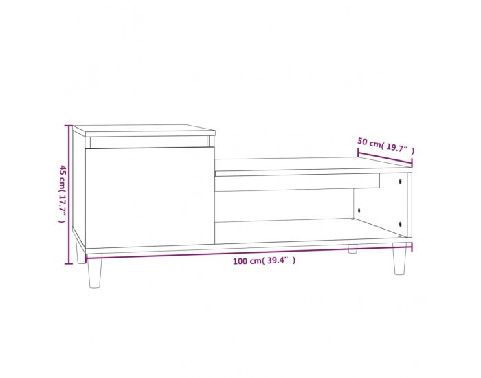 Sonata H Маса за кафе, черна, 100x50x45 см, инженерно дърво