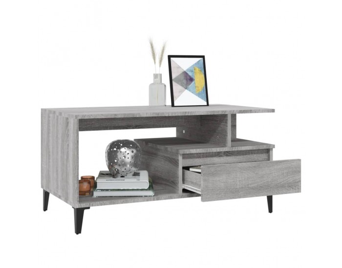 Sonata H Маса за кафе, сив сонома, 90x49x45 см, инженерно дърво