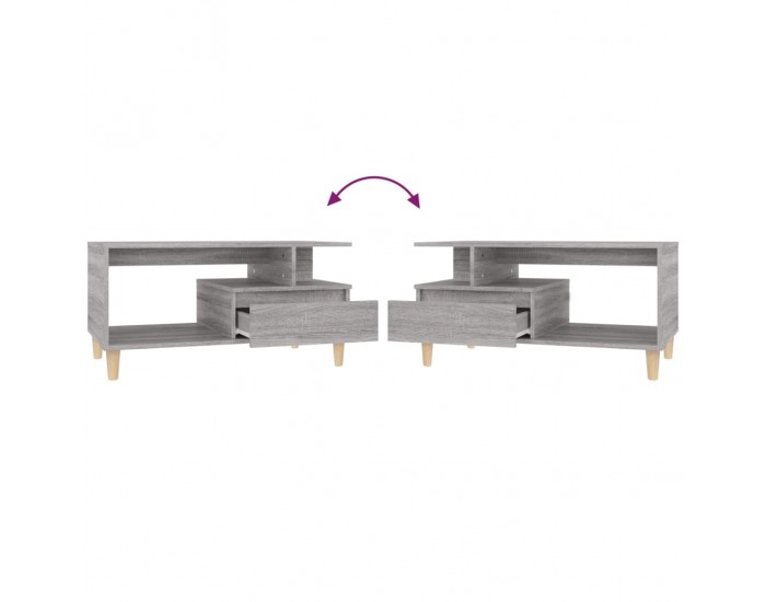 Sonata H Маса за кафе, сив сонома, 90x49x45 см, инженерно дърво