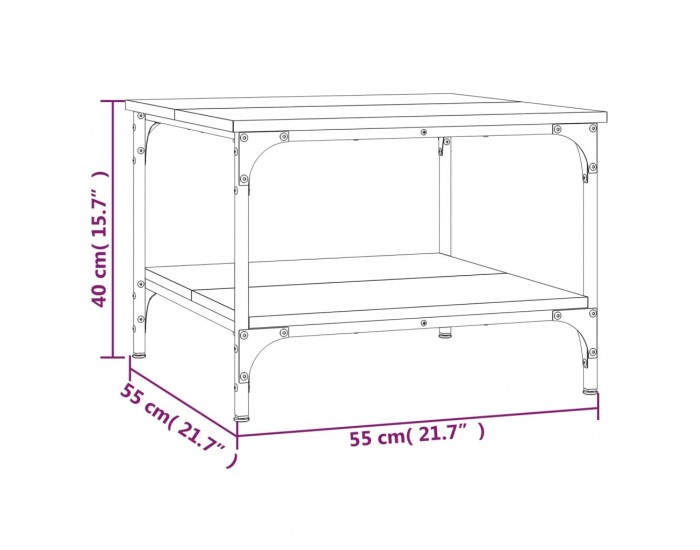 Sonata H Кафе маса, черна, 55x55x40 см, инженерно дърво