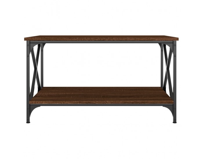 Sonata H Маса за кафе, кафяв дъб, 80x50x45 см, инженерно дърво и желязо