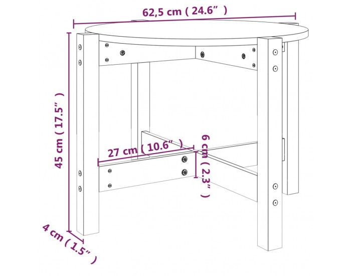 Sonata H Кафе маса, сива, Ø 62,5x45 см, борово дърво масив