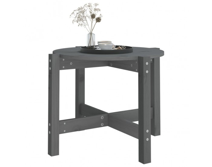 Sonata H Кафе маса, сива, Ø 62,5x45 см, борово дърво масив