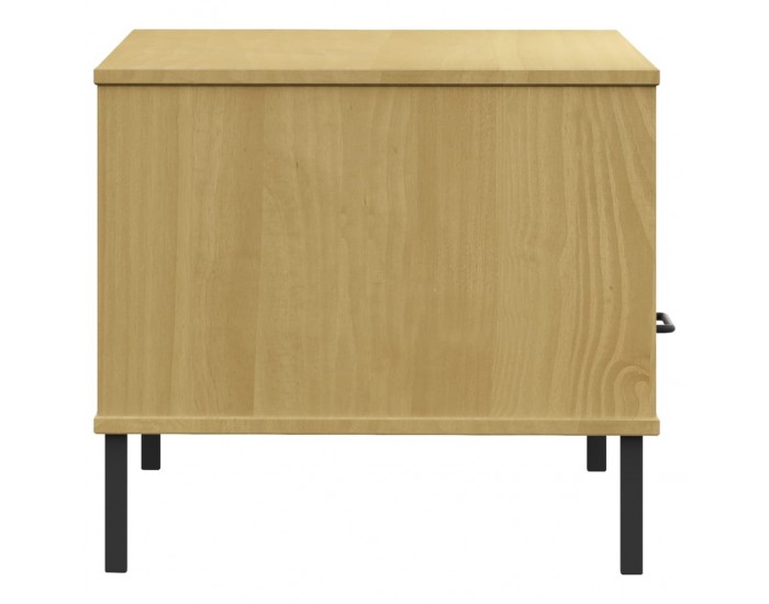 Sonata H Кафе маса с метални крака кафява 85x50x45 см масивно дърво OSLO