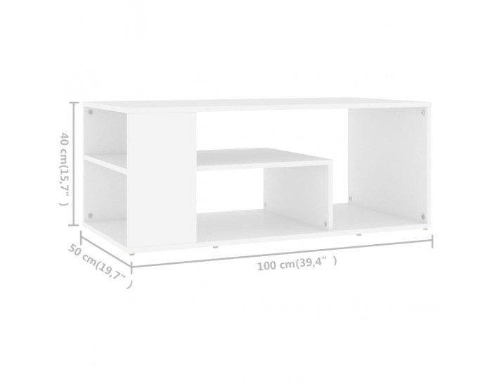 Sonata H Маса за кафе, бяла, 100x50x40 см, инженерно дърво