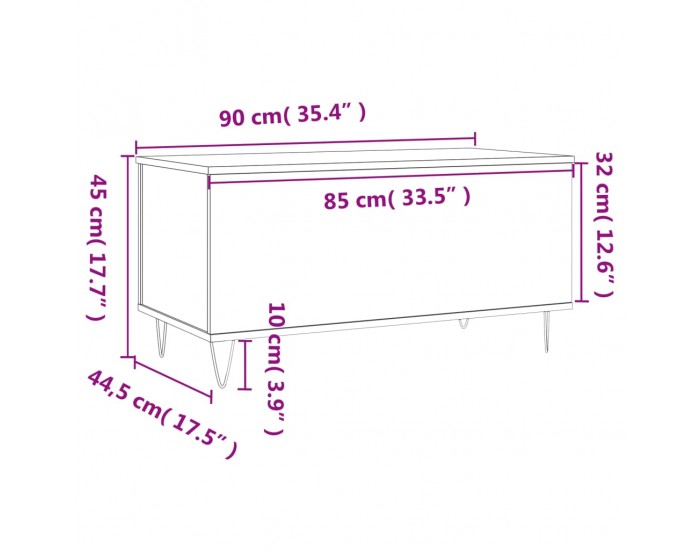 Sonata H Кафе маса, опушен дъб, 90x44,5x45 см, инженерно дърво