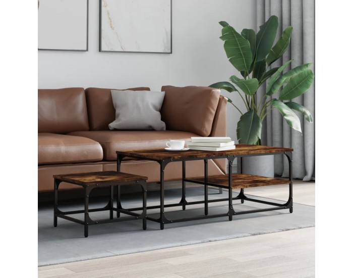 Sonata H Стифиращи кафе маси, 2 бр, опушен дъб, инженерно дърво