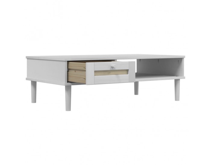 Sonata H Кафе маса SENJA ратанова визия бяла 100x55x33 см бор масив