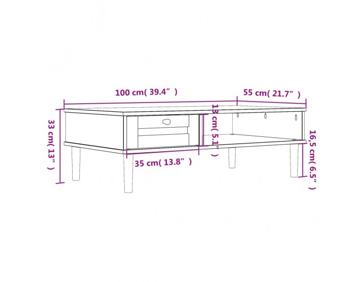 Sonata H Кафе маса SENJA ратанова визия бяла 100x55x33 см бор масив