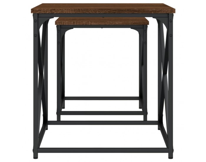 Sonata H Стифиращи кафе маси, 2 бр, кафяв дъб, инженерно дърво