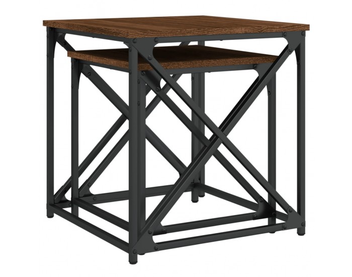 Sonata H Стифиращи кафе маси, 2 бр, кафяв дъб, инженерно дърво