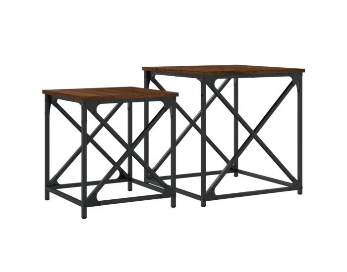 Sonata H Стифиращи кафе маси, 2 бр, кафяв дъб, инженерно дърво