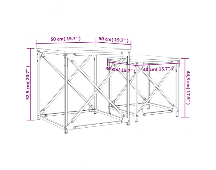 Sonata H Стифиращи кафе маси, 2 бр, кафяв дъб, инженерно дърво