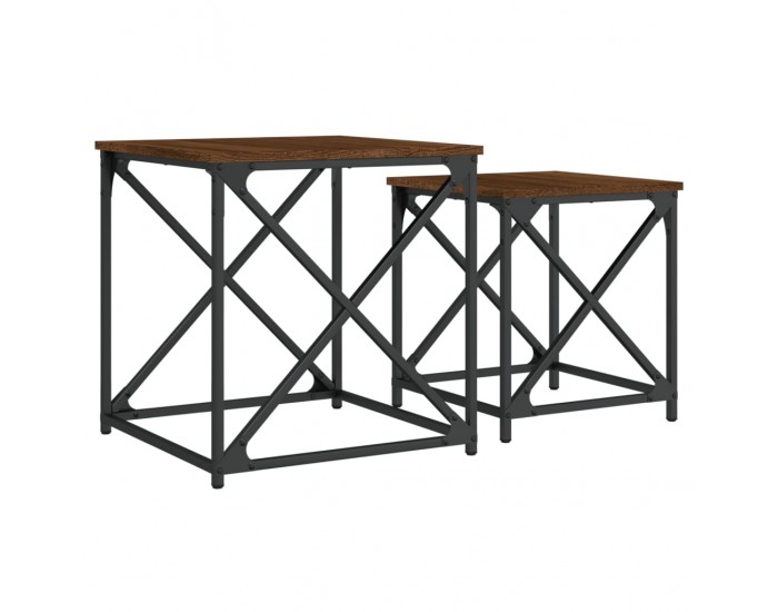 Sonata H Стифиращи кафе маси, 2 бр, кафяв дъб, инженерно дърво