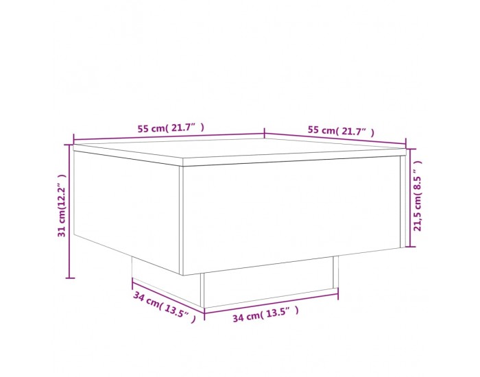 Sonata H Маса за кафе, черна, 55x55x31 см, инженерно дърво