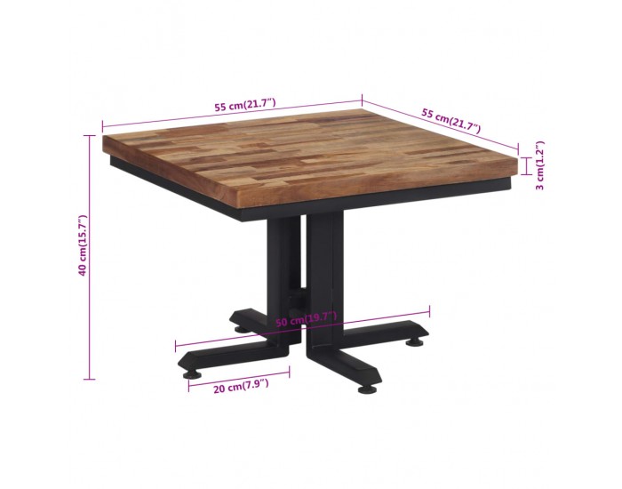 Sonata H Маса за кафе 55x55x40 см масивно регенерирано тиково дърво